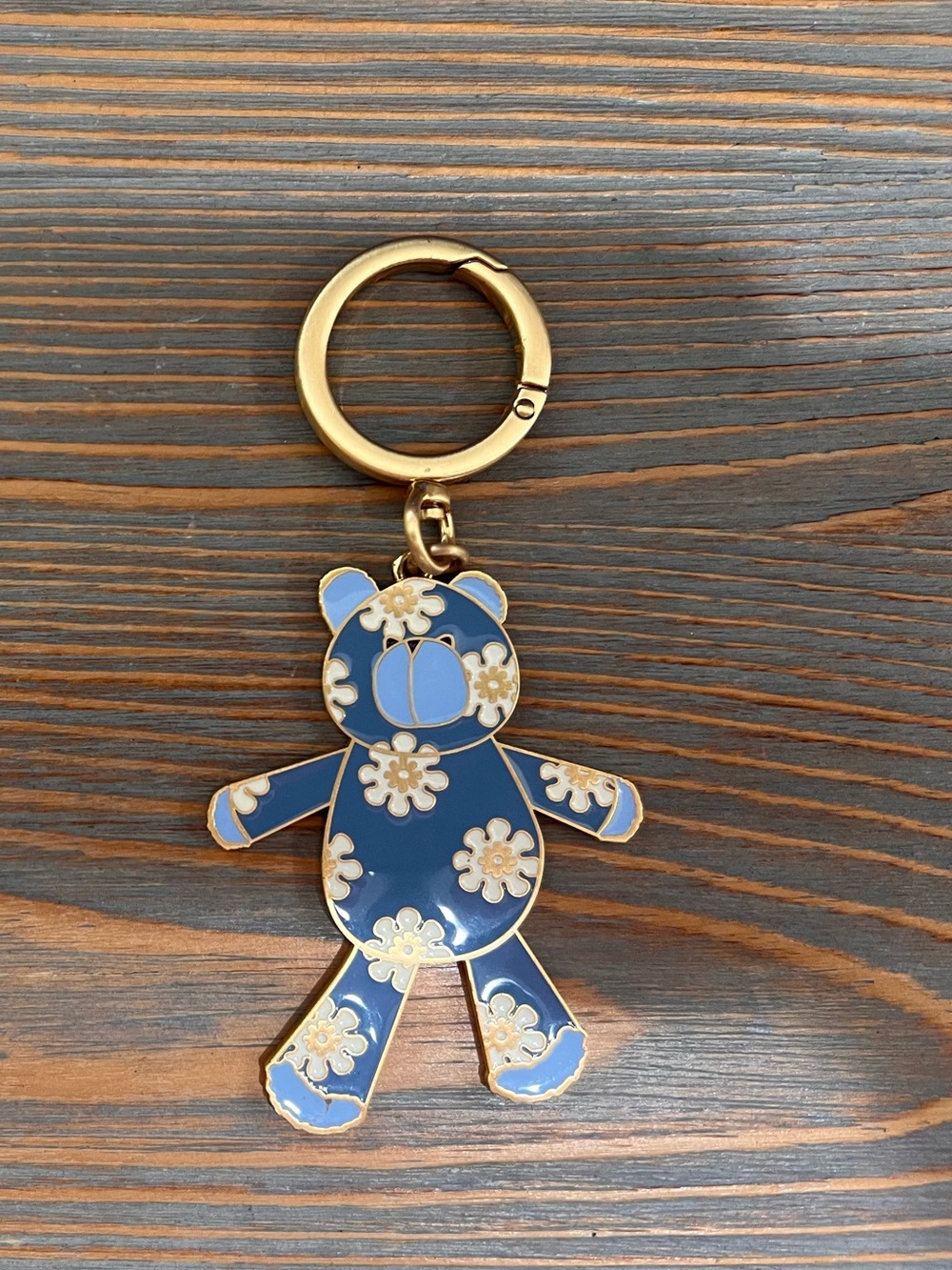 Vera Bradley Blue Floral Teddy Keychain EUC